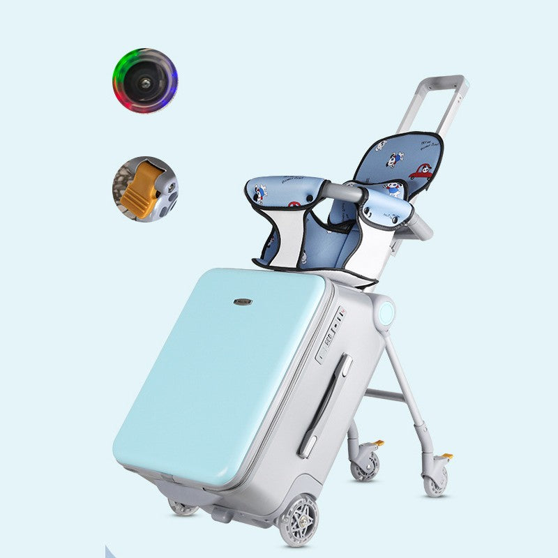 Mala de Viagem Infantil com Rodas Giratórias, Malas Grandes com Design de Assento Infantil, Bagagem de Mão Rígida de 20 Polegadas para Viagem