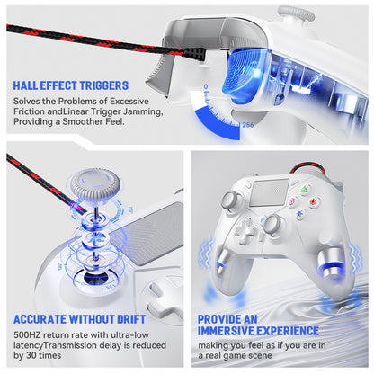Controller For Playstation 5 PS5/PS4/PC/Steam Wired Gamepad Turbo Dual Vibrate Hall Effect Linear Trigger Game Control Joystick