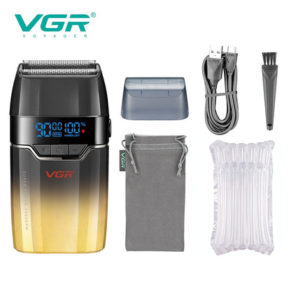VGR Face Shaver 9000 RPM Foil Shaver LED Electric Shaver Professional Beard Trimmer Reciprocating Shaving Machine for Men V-308
