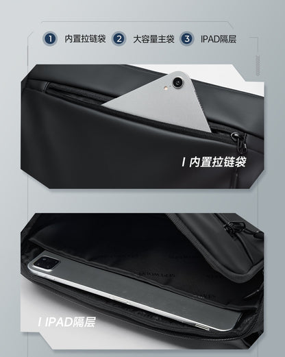 Septwolves Lightweight Men Shoulder Bag Leather Travel Messenger Bag 9.7-Inch Ipad Compartment Comfortable Widened Shoulder Pads