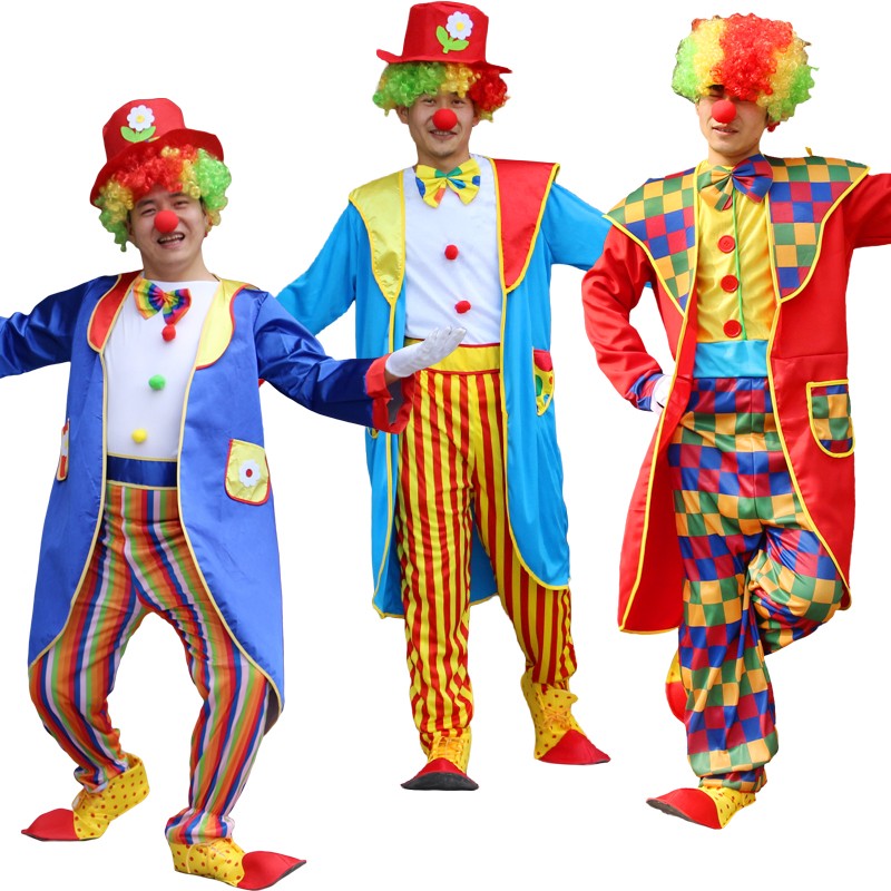 Adults Funny Clown  Costumes ,Joker Cosplay Suits for Men,Magician Performance Fancy Outfits?just Clothes,no Prop Wig/Mask/Shoes