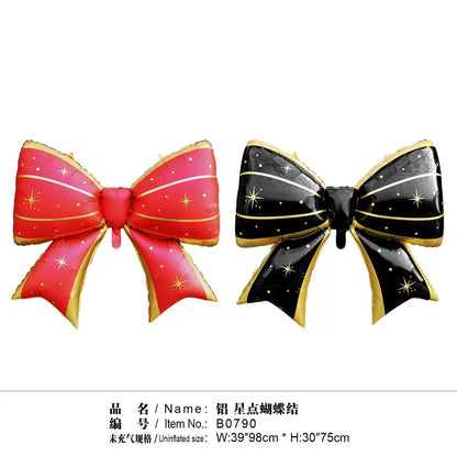 Large matte bow aluminum foil balloon 21 inches Small blue pink monochrome bow Children's birthday party decoration can be hung