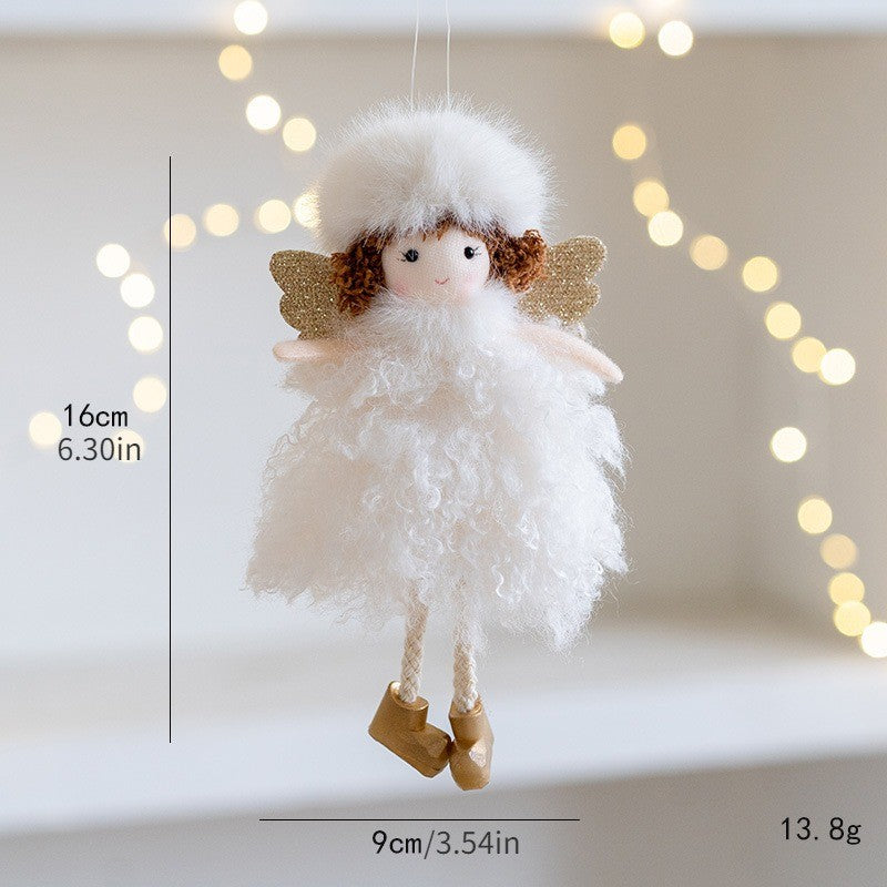 Christmas mesh skirt antlers angel girl doll pendant Christmas tree decoration small pendant children New Year gift
