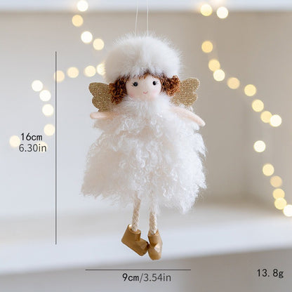 Christmas mesh skirt antlers angel girl doll pendant Christmas tree decoration small pendant children New Year gift