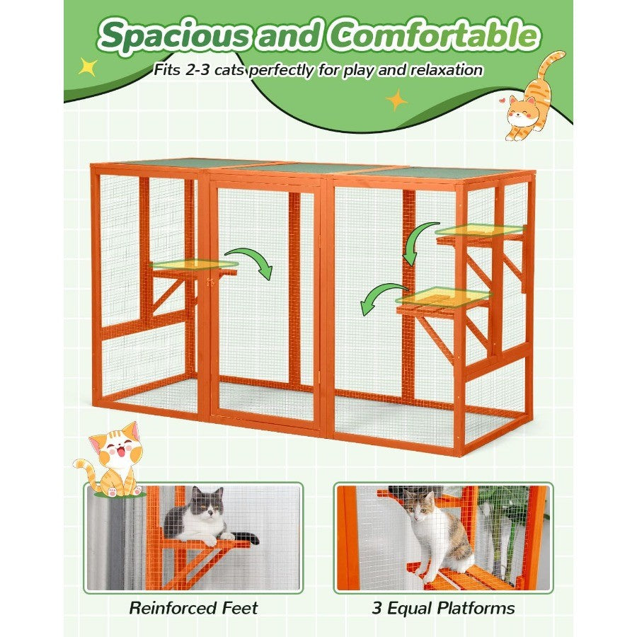 Catio Recinto Externo para Gatos 71 para Gatos no Pátio Grande Gaiola para Gatos à Prova de Intempéries com Acesso à Janela Ideal para Relaxamento ao Ar Lívre