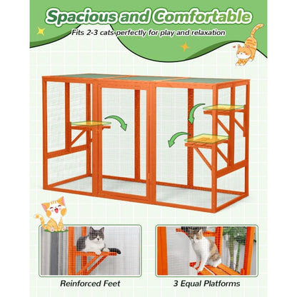 Catio Recinto Externo para Gatos 71 para Gatos no Pátio Grande Gaiola para Gatos à Prova de Intempéries com Acesso à Janela Ideal para Relaxamento ao Ar Lívre