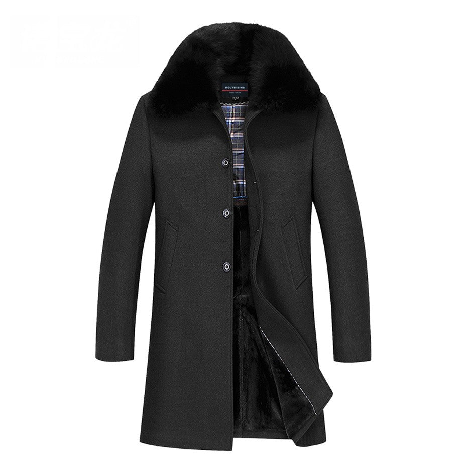 winter jackets men thicken woolen coat long outwear male warm overcoats fur wool & blends mens clothing l-4xl #18168 Holyrising