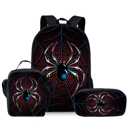 Cartoon Popular Novidade Aranha 3D Estampa 3pçs/Conjunto Mochilas Escolares Estudantis Mochila para Laptop Lancheira a Tiracolo Estojo