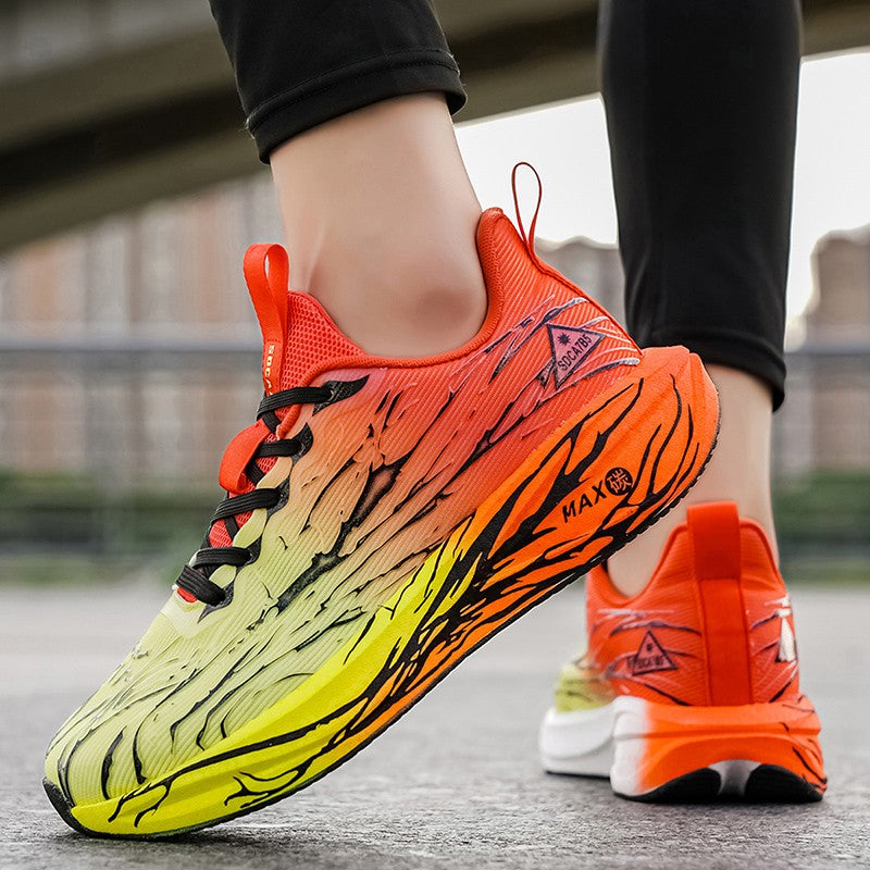 Unisex Running Shoes Breathe Mesh Fashion Lace Up Mens Womens Sneakers Cushioning Thick Sole Outdoor Tennis Shoes for Men Women