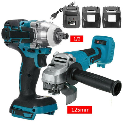 Conjunto combinado de esmerilhadeira angular elétrica sem escova de 125mm de 18V para parafusadeira de impacto e ferramenta elétrica Makita