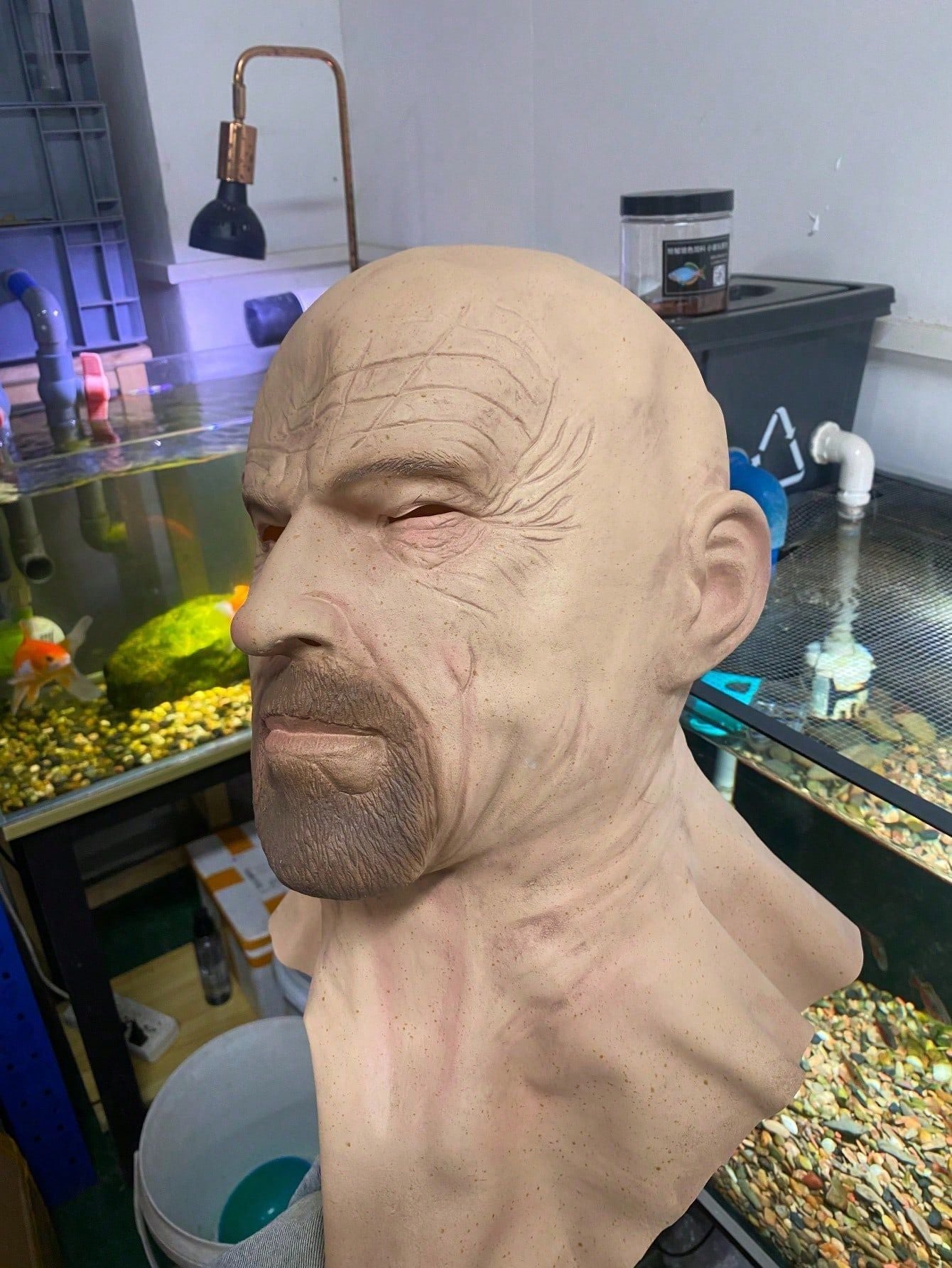 Mr White Mask Halloween New Bald Old Man Headgear Real Cosplay Props Photography Accessories