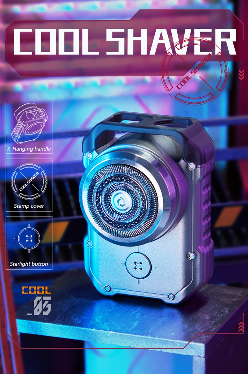 Electric MINI Travel Shaver Razor For Men Rechargeable IPX7 Waterproof Punk Mecha Design Pocket Face Beard Knife With Key Ring