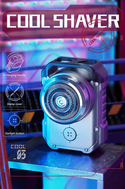 Electric MINI Travel Shaver Razor For Men Rechargeable IPX7 Waterproof Punk Mecha Design Pocket Face Beard Knife With Key Ring