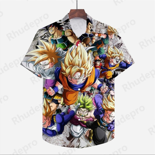 Men's Clothes Seaside Trip Dragon Ball Z Shirt Cool Beach Style Anime High Quality Streetwear Summer Goku Fashion 2024 Y2k