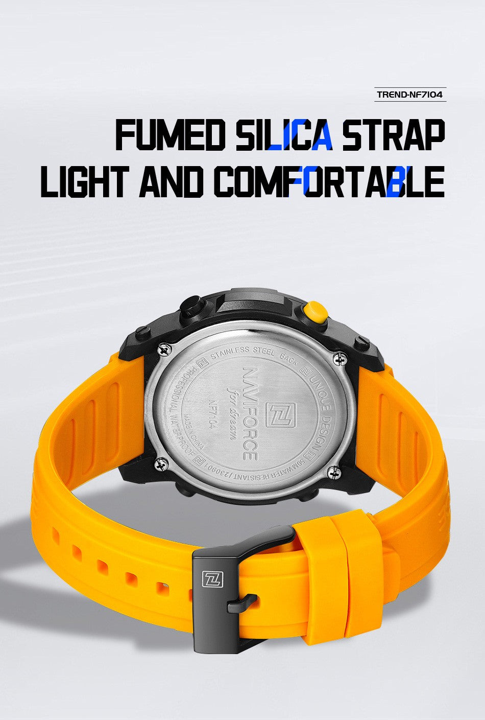 NAVIFORCE Brand Original Men Fashion Watch Water Resistant Personality Wristwatches Luxury Silicone Strap Electronic Clock 2024