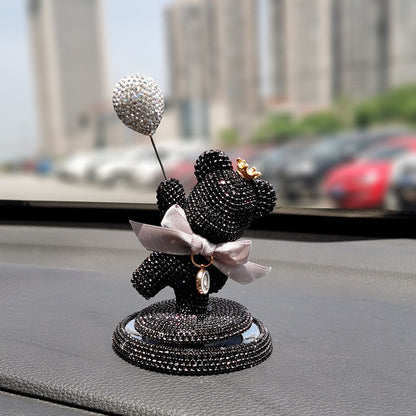 Nova Decoração de Interior de Carro Ornamento Fofo de Urso Balão de Desenho Animado Decoração Criativa de Personalidade com Diamantes para Console Central