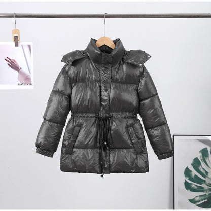 Chic Hooded Cotton Padded Jackets For Women Y2K Single Breasted Zipper Drawstring Coats 2026 Winter Pocket Long Sleeve Outerwear