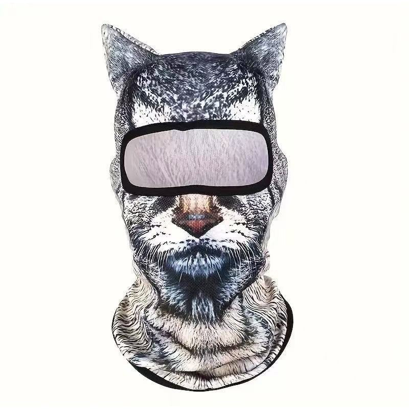 3D Cat Ski Balaclava Cute Animal Face Covering Full Face Hood Novelty Motorcycle Motocross Mask Windproof Warm Snowboard Hat
