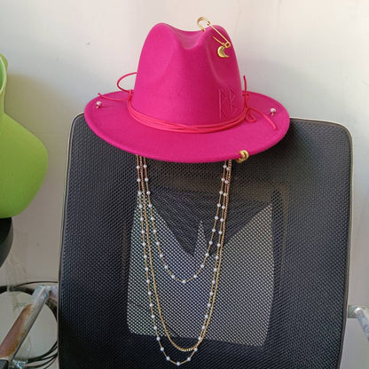 Vários chapéus DIY Chapéu Fedora com novos acessórios de corrente dourada, chapéu de inverno jazz hip-hop, chapéu de viagem, chapéu estilo punk, chapéu de igreja ????? ???????