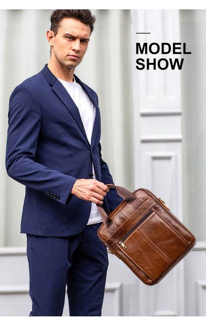 WESTAL Men's Shoulder Bags Genuine Leather Crossbody Messenger Bag For 13.3 Inch Laptop Briefcase Leather Man Handbags 8577
