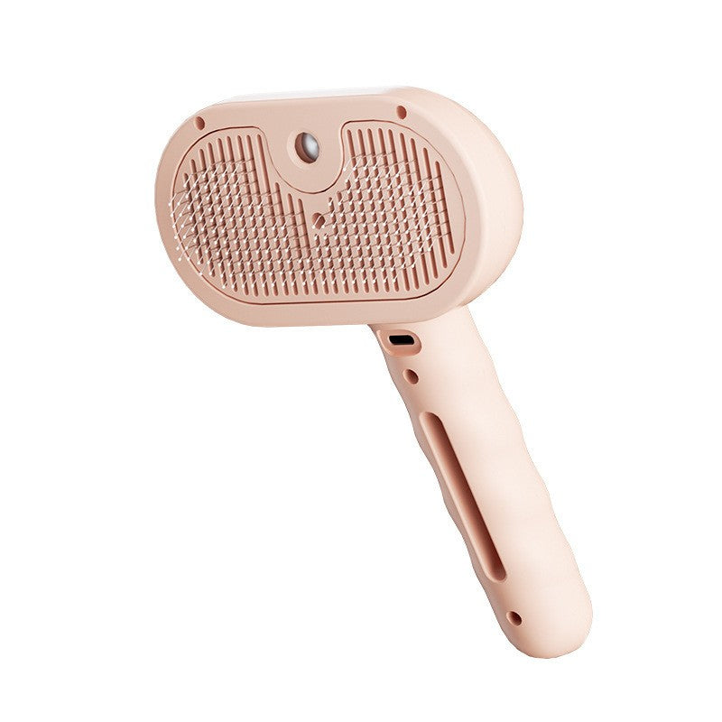 Pente a vapor para cães, escova de massagem para animais de estimação, carregamento USB, cabeça redonda segura, dentes macios, pente universal para remoção de pelos para cães e gatos