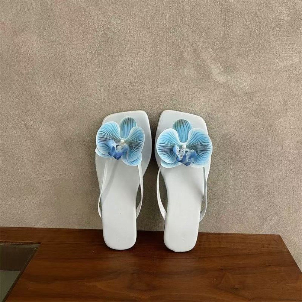 Daily Sweet Butterfly Orchid Slipper Summer Vacation Flower Flip Flops Elegant Out Wear Women's Sandals Ladies/Girls