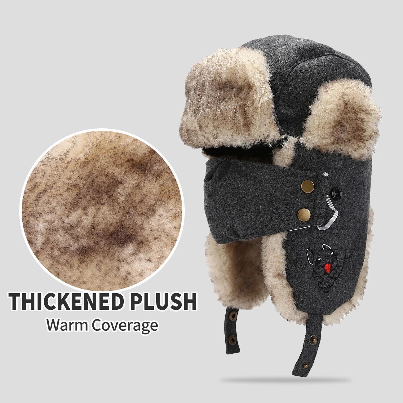Women Winter Trooper Trapper Hat  Plush Warm Winter Hats with Removable Face Mask Earflaps Hunting Outdoor Hat Protective Warm