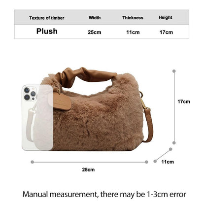 New Winter Plush Handbag Small Half Moon Crossbody Bag Simple Elegant Cute Ladies Shoulder Bag