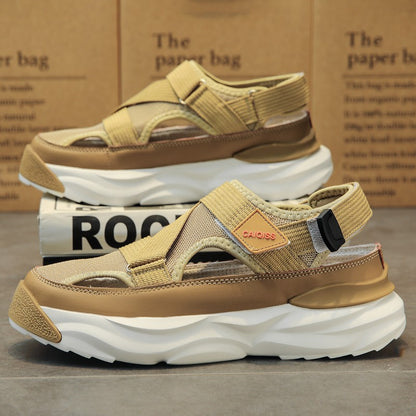 Men's Sandals Summer Platform Slippers Non-Slip Beach Pool Sandals Mesh Hole Men's Garden Shoes Flip Flop Outdoor Water Shoes