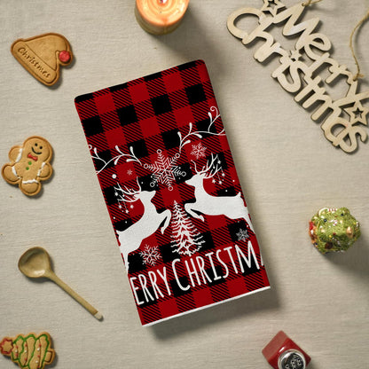 4/6pcs Christmas Kitchen Towel Set, Buffalo Checkered Dishcloths, Soft and Comfortable Winter Truck Farmhouse Tea Towels Joe,