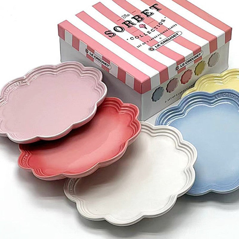 Conjunto de Pratos de Cerâmica Le Creuset Cool Color Resistente a Altas Temperaturas 18cm/23cm Prato de Flor Louça de Cozinha e Mesa