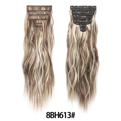 Jeedou 185g Thick Soft Hairpieces Clip in Hair Extensions 6PCS Water Wavy Long 24Inch Synthetic Hair for Women Party Daily Use