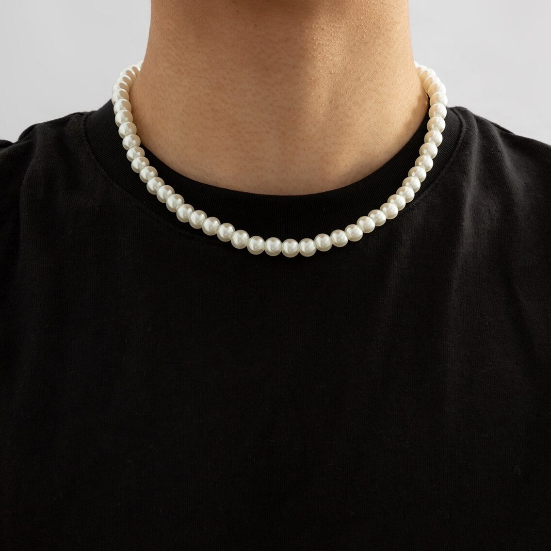 Colar Curto Gargantilha de Pérolas de Imitação Simples para Homens Correntes de Contas Brancas da Moda em Acessórios de Pescoço Joias da Moda 2023