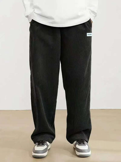 Men's corduroy loose European size hanging multi-functional casual straight leg pants, suitable for daily travel