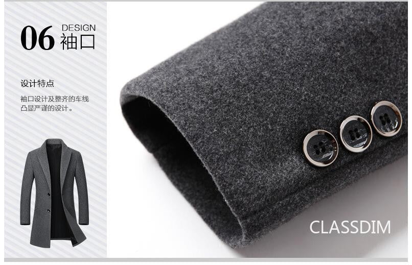 New Winter Men Cashmere Trench Coats Wool Blends Overcoats Business Casual Trench Long Jackets Male Slim Blends Coats Size 4XL
