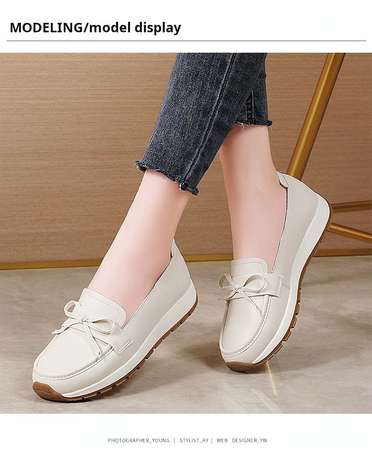 Genuine Leather Women Flats Fashion Casual Women Shoe Moccasins Shoes Woman Slip on Flat Shoes Black Ladies Shoes Plus Size