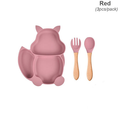 Baby Silicone Sucker Bowl Plate Cup Bibs Spoon Fork Sets Children Tableware Baby Feeding Dishes Sets Personalized Name BPA Free