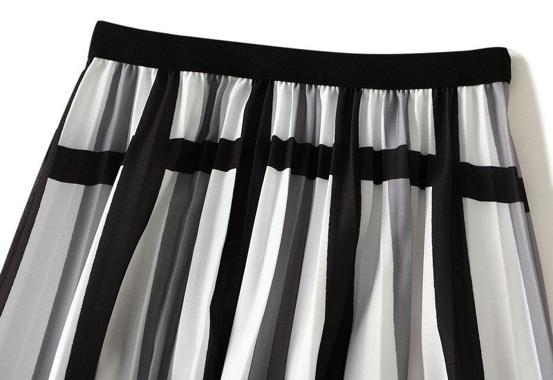 Organ pleated skirt for women, new high waist slimming mid length A-line skirt, pleated skirt, mesh skirt, mid length dress