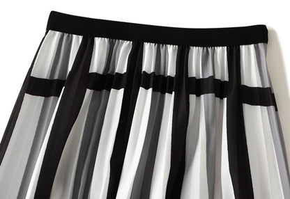 Organ pleated skirt for women, new high waist slimming mid length A-line skirt, pleated skirt, mesh skirt, mid length dress