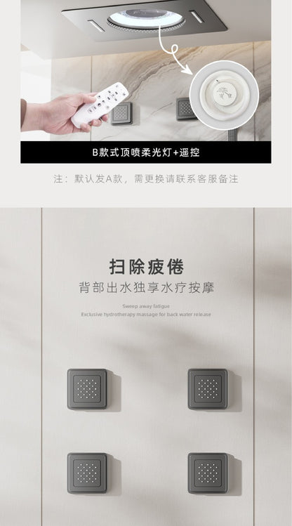 AITANA sistema de chuveiro de luxo em latão cinza arma, embutido no teto, com temperatura constante e display digital LED, torneira de banheiro com água quente e fria