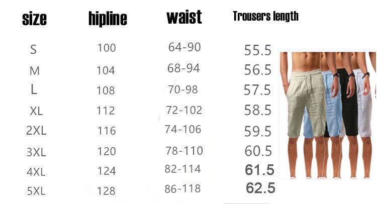 New Men's Cotton Linen Shorts Pants Male Summer Breathable Solid Color Linen Trousers Fitness Streetwear S-5XL