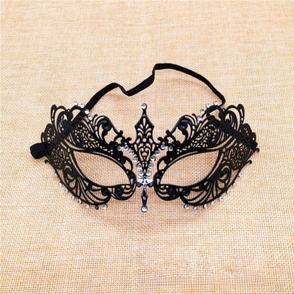 New Vintage Half Face Mask Lace Metal Elastic Bands Masquerade Party Mask Hollowed-out Diamond Inlaid Princess Mask