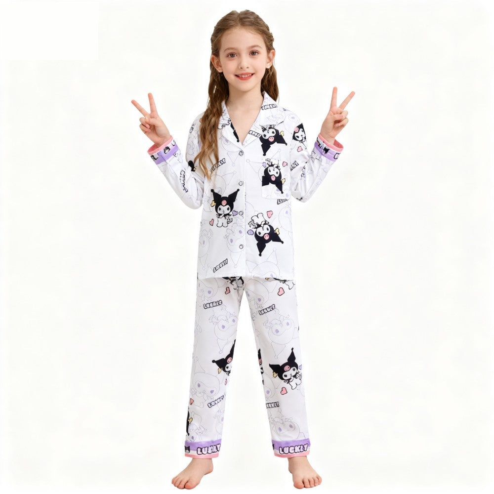 Sanrio Kuromi Girls Pajamas Sets Pijamas Navideños Melody Cinnamoroll Kids Pyjamas Girls Clothes 2pcs Full Sleeve & Pants Sets