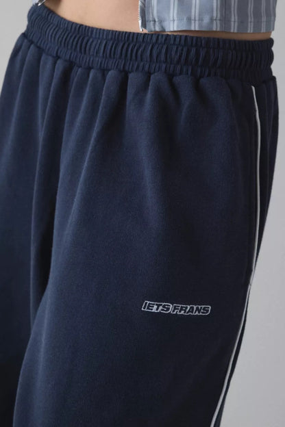 Pantalones Casuales New Pink Embroidered Casual Pants For Women Loose And Comfortable Straight Elastic Waist Trousers 2025 New