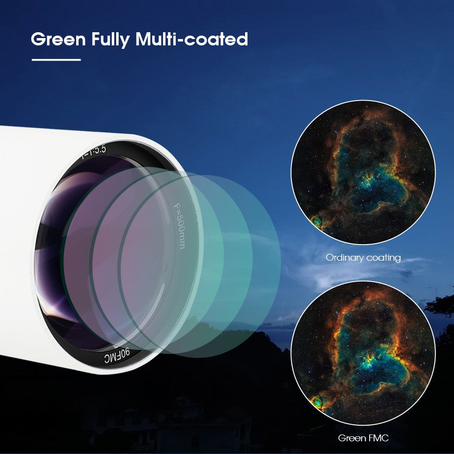 Telescópio Astronômico Refrator Svbony SV48P 90/102mm Abertura OTA com Focador de Duas Velocidades para Astrofotografia de Céu Profundo