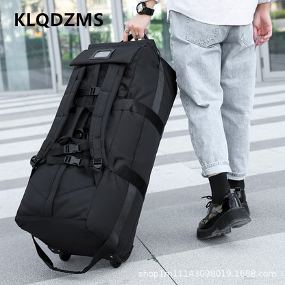 KLQDZMS Waterproof Luggage Bag Oxford Cloth Run Trolley Bag Large Capacity Double Shoulder Travel Bag with Wheels Handbag