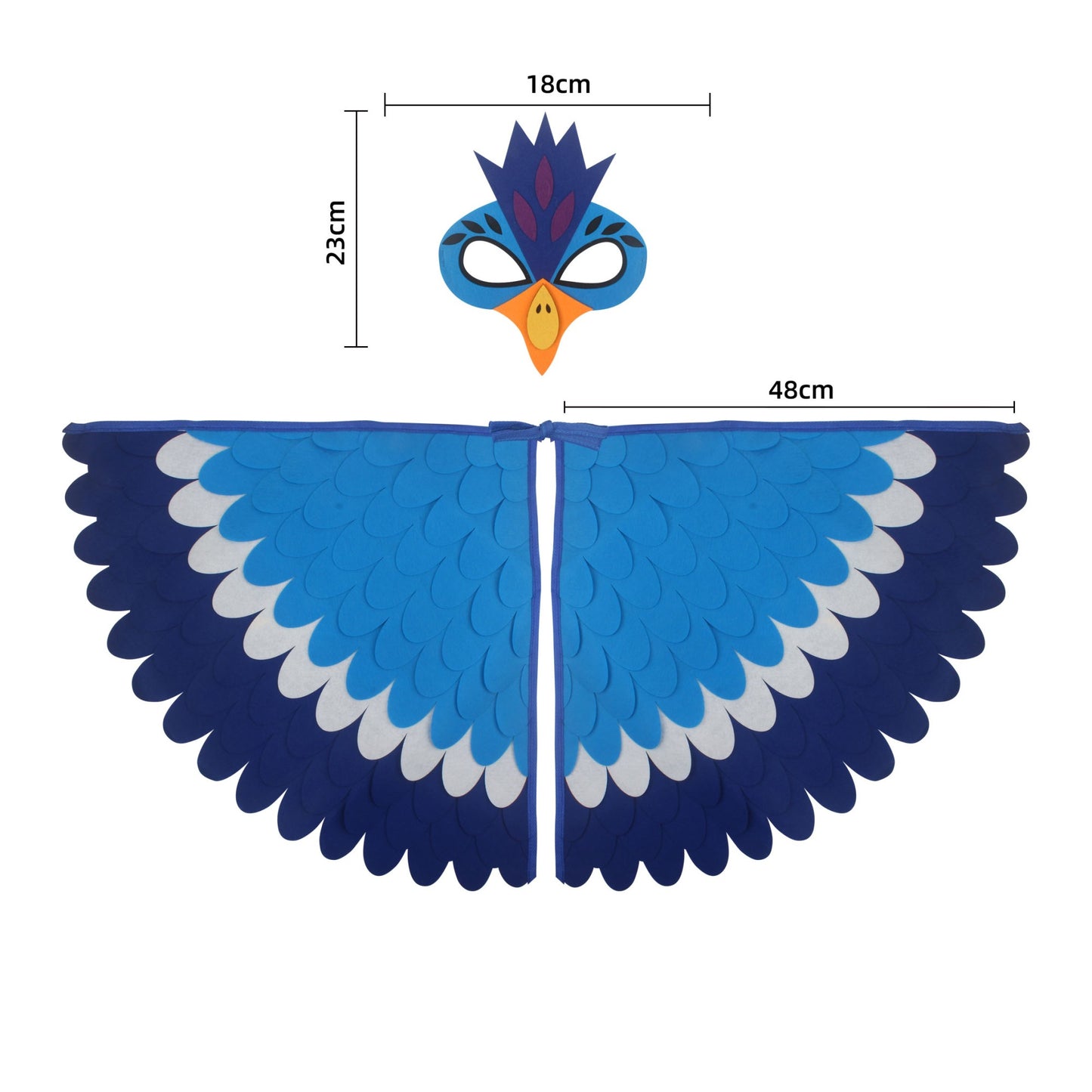 Cute Owl Wings Costume Animal Peacock Pattern Felt Cloak With Matching Mask Performance Props Halloween Carnival Cosplay Cape