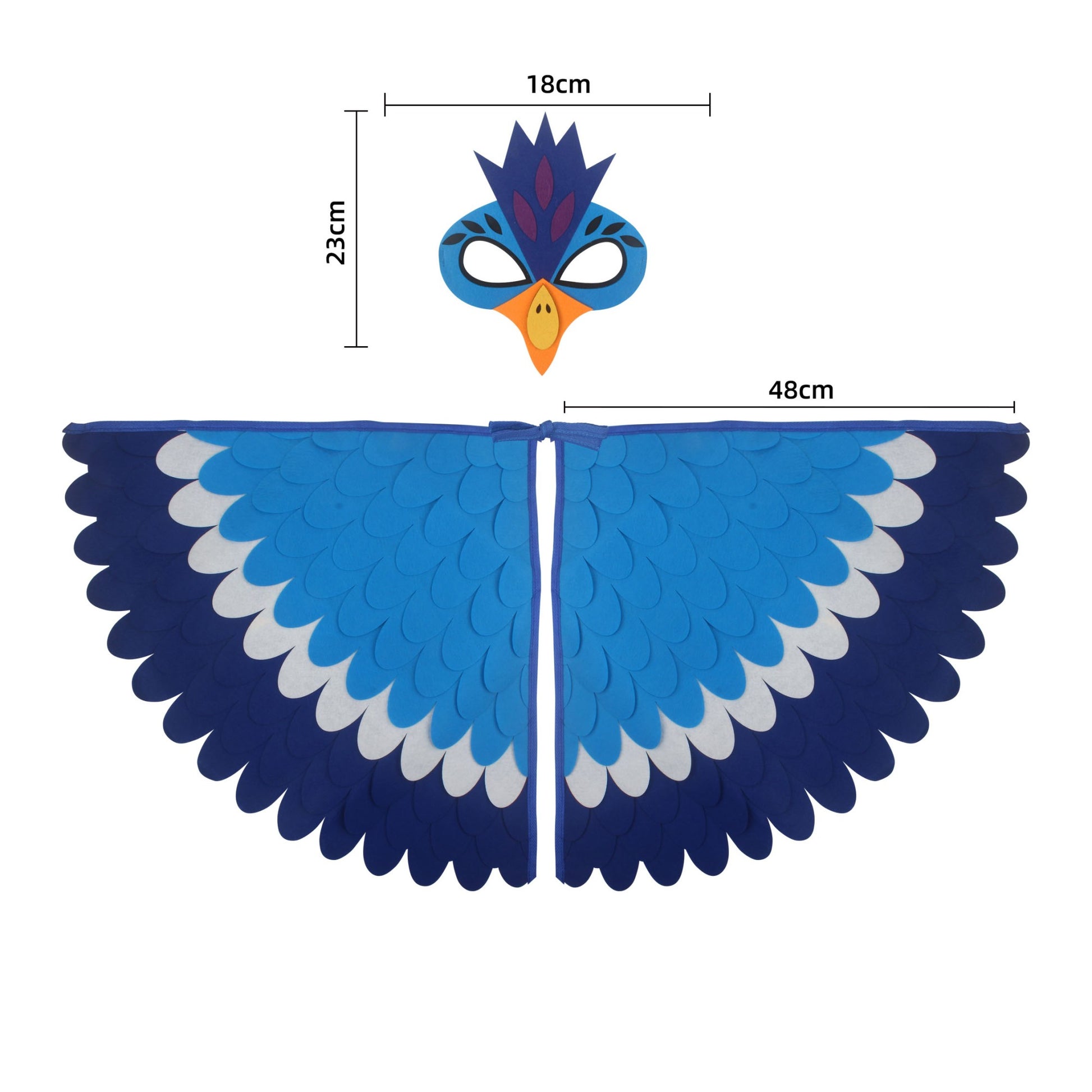 Cute Owl Wings Costume Animal Peacock Pattern Felt Cloak With Matching Mask Performance Props Halloween Carnival Cosplay Cape