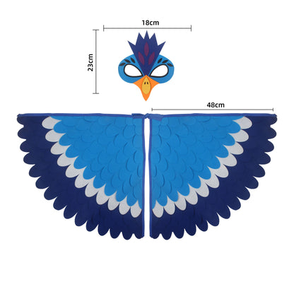 Cute Owl Wings Costume Animal Peacock Pattern Felt Cloak With Matching Mask Performance Props Halloween Carnival Cosplay Cape
