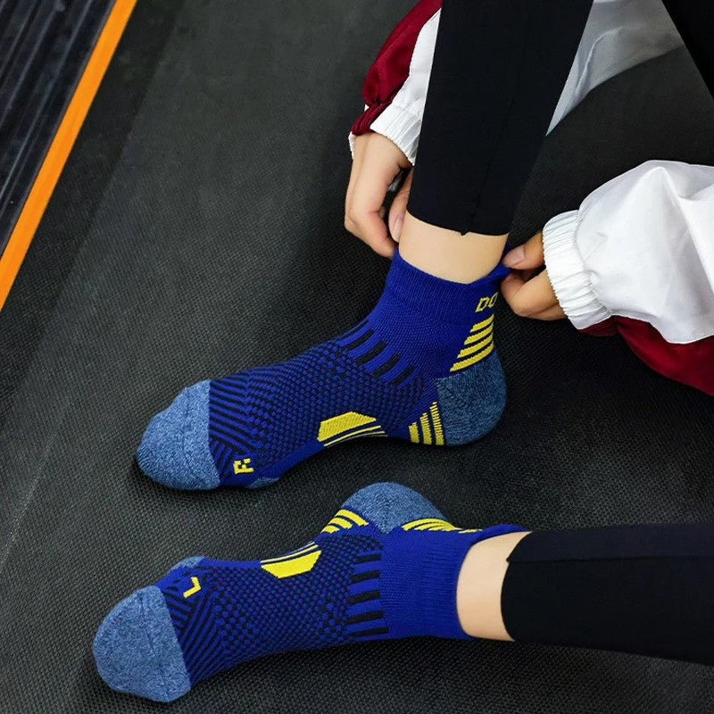 3 Pares Meias de Corrida de Maratona Masculinas Femininas Profissionais Esportivas Tornozelo Fitness Tubo Acolchoado Engrossado Baixo Cano Curto Barco Meias